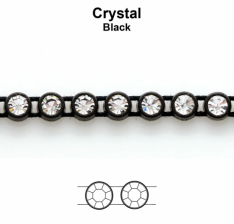 12ss 1 Yard Crystal Rhinestone set in Black Plastic Banding